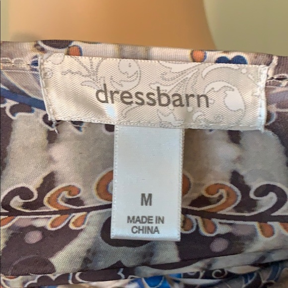 Dressbarn Paisley blue/multi v-neck s/s top - Picture 5 of 6